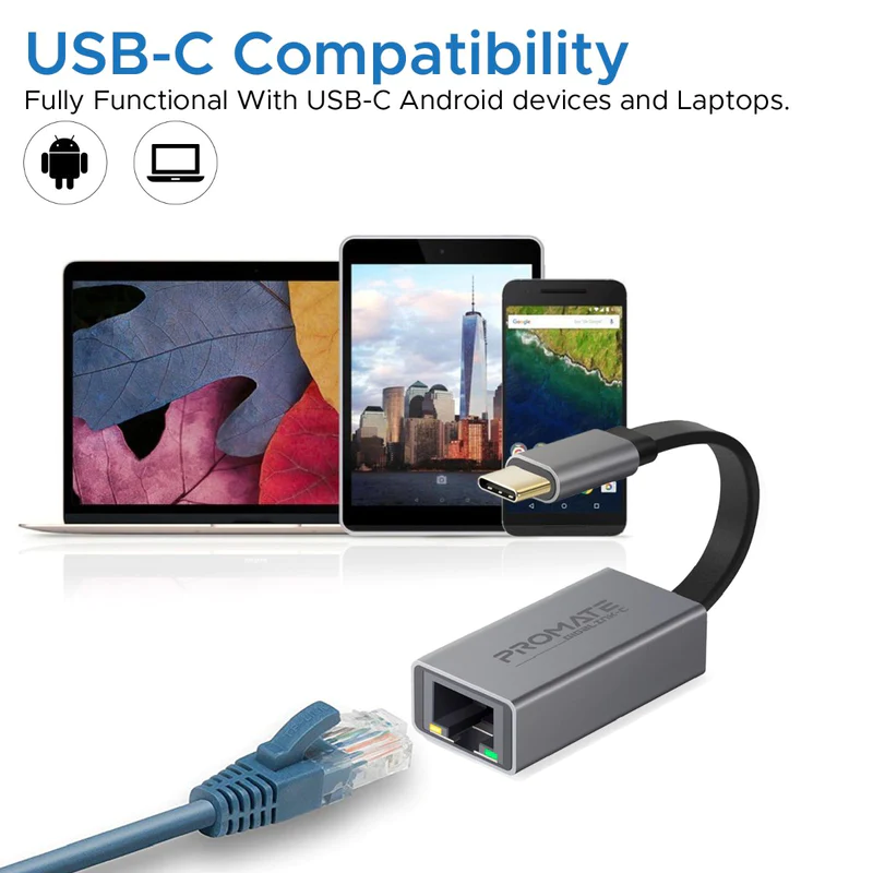 PROMATE GigaLink-C High Speed USB-C to Gigabit Ethernet Adapter PROMATE GigaLink-C High Speed USB-C to Gigabit Ethernet Adapter